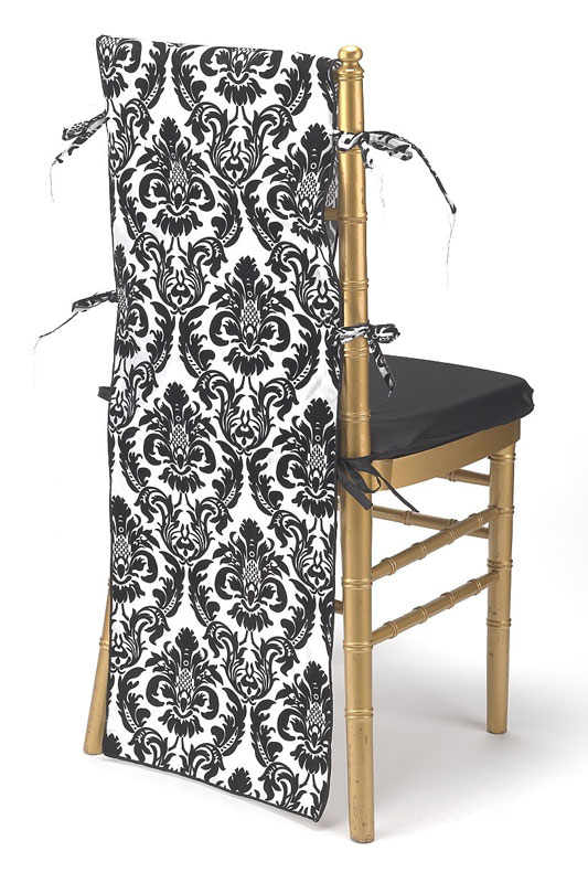Black & White Flock Taffeta Chair Back