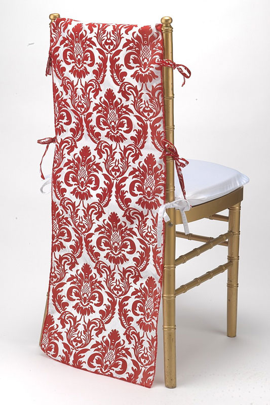 Red & White Flock Taffeta Chair Back