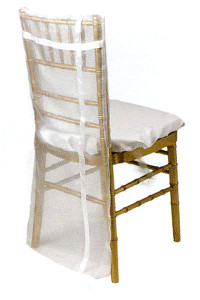 White Organdy with Ribbon Chair Back