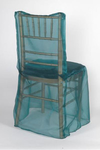 Turquoise Organdy Sheer Chair Cover