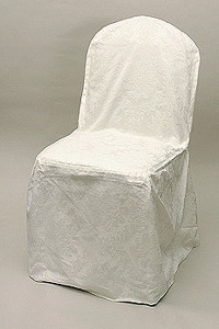 Ecru Polyester Damask Chair Cover