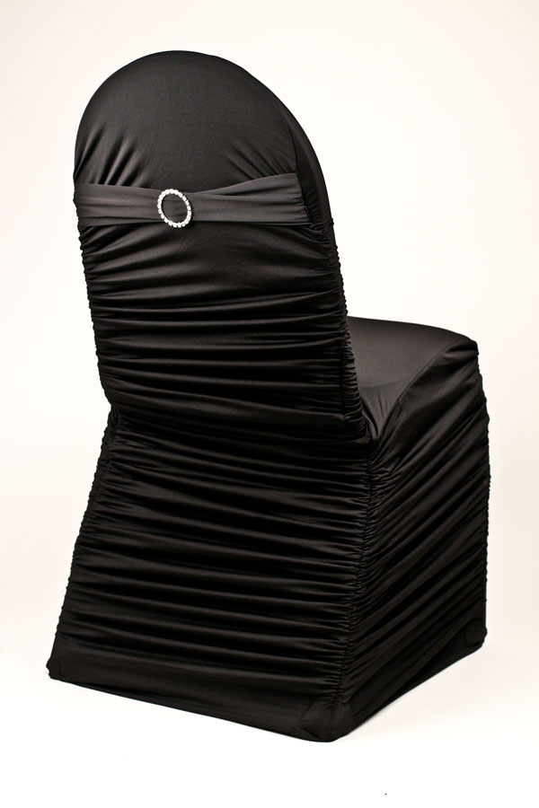 lack Stretch Rounded Ribbed Chivari Chair Cover