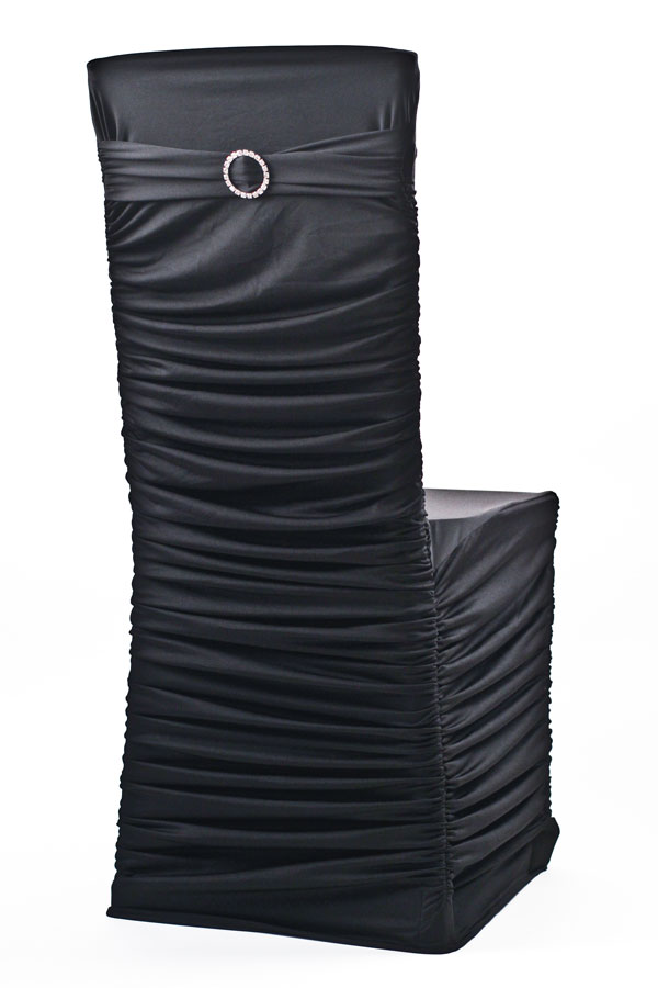 Black Stretch Ribbed Chivari Chair Cover