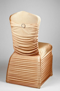 Pecan Stretch Rounded Ribbed Chivari Chair Cover
