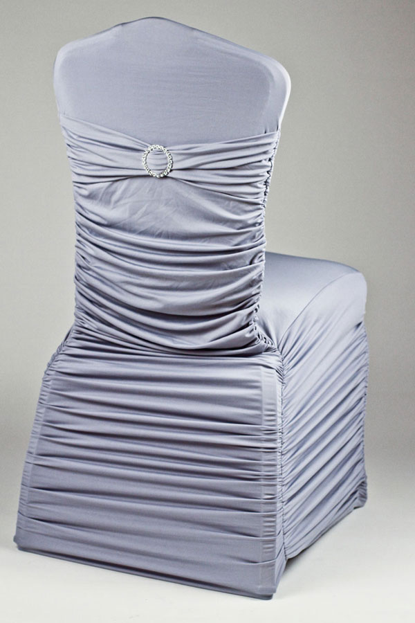 Pewter Stretch Rounded Ribbed Chivari Chair Cover