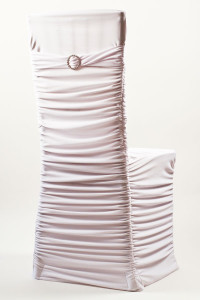 White Stretch Ribbed Chivari Chair Cover