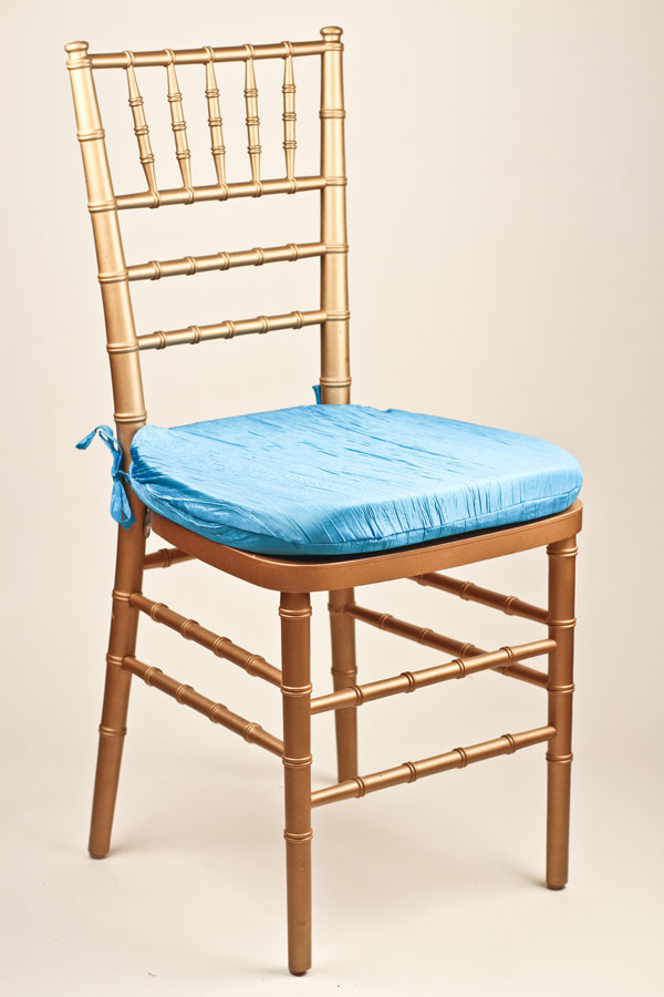 Turquoise Crinkle Taffeta Chair Pad Cover