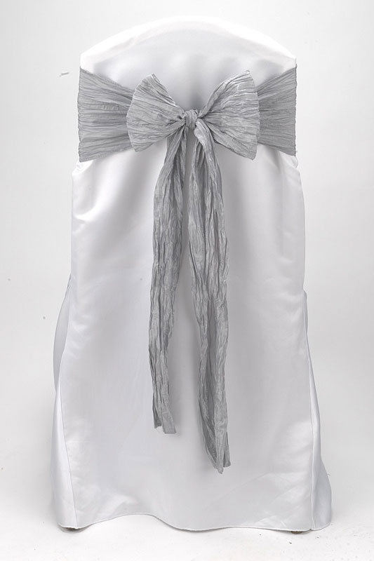 Silver Crinkle Taffeta Tie