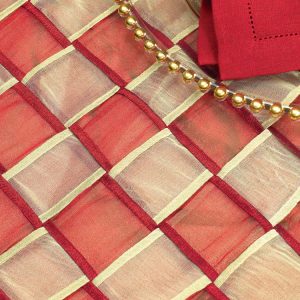 Cranberry & Gold Interwoven