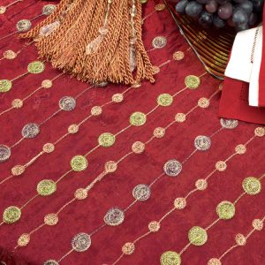 Crimson Jeweled Silk Organza