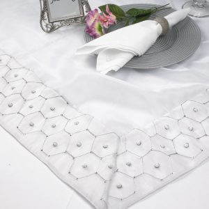 White Hexagon Pearl Silk