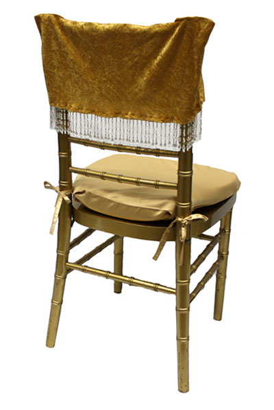 Gold Panne Velvet with Beads Chair Cap
