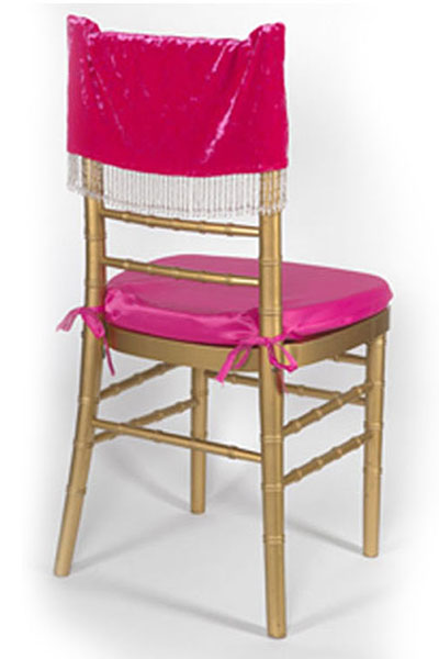 Hot Pink Plush Velvet with Beads Chair Cap