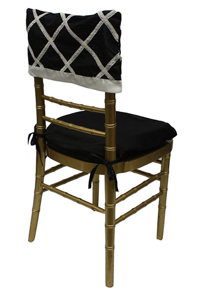 Ivory with Black Braided Taffeta Chair Cap