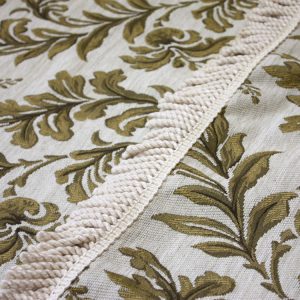 Taupe Leaf Tapestry with Fringe