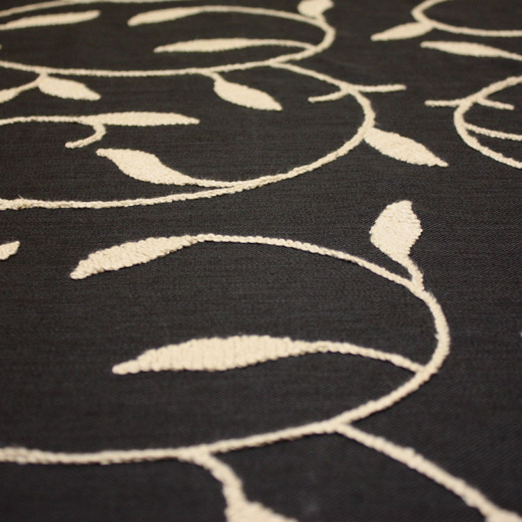 Black Embroidered Linen