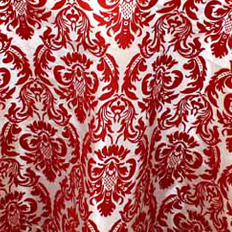 Red & White Flock Damask