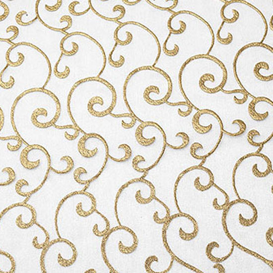 Gold and White Scroll Sheer