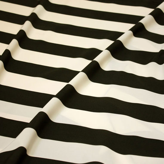 Black & Ecru Wide Stripe Taffeta