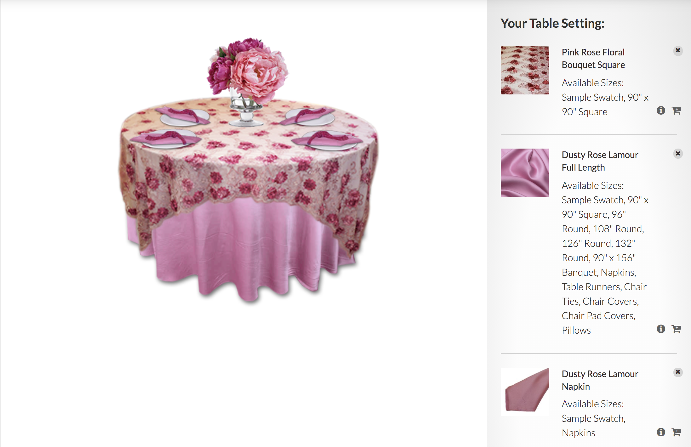 Pink Rose Floral Bouquet Table Linen Rentals Tablelcloth