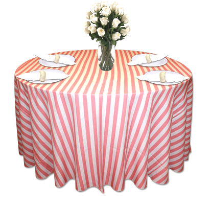 Pink & White Stripe Table Linen Rental Tablecloth