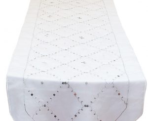 Silver Sequin Organza Table Runner