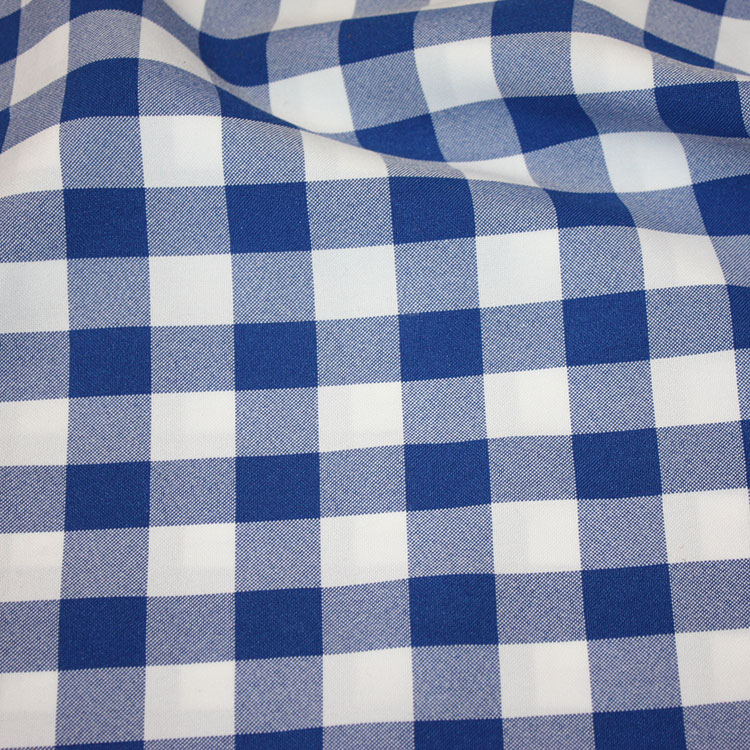 Royal and White Large Check Table Linen Rental Tablecloth