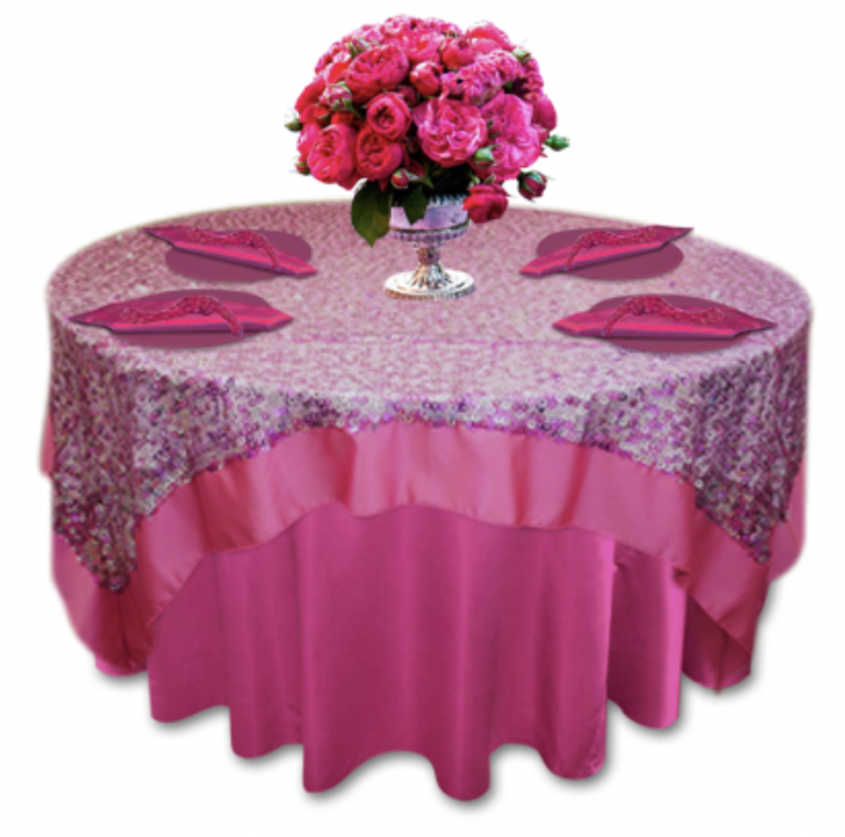 Fuchsia Silver Metallic Elegance Table Linen Rentals Tablecloth Cloth