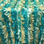 Teal Citron Leaf Taffeta - 132" Round
