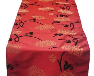 Crimson Garden Flock Table Runner