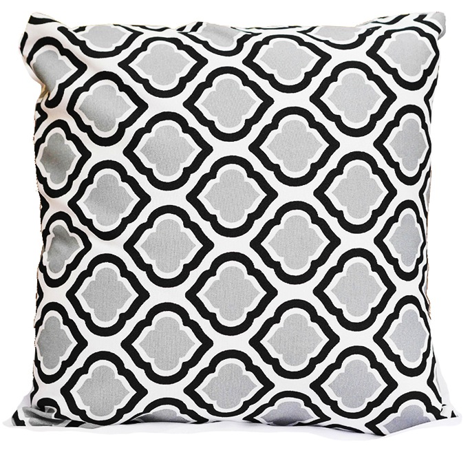 Grey Black Diamonte Pillow