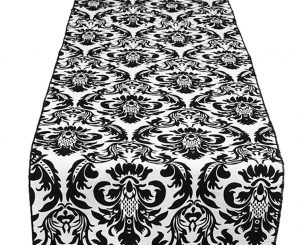 Black White Flock Table Runner