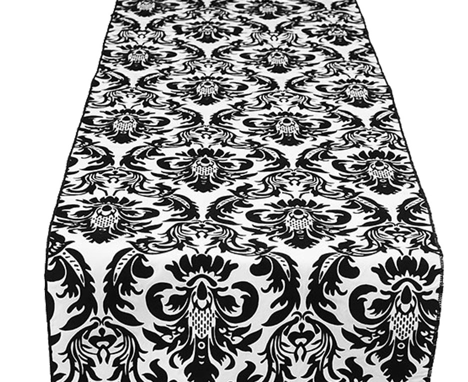 Black White Flock Table Runner